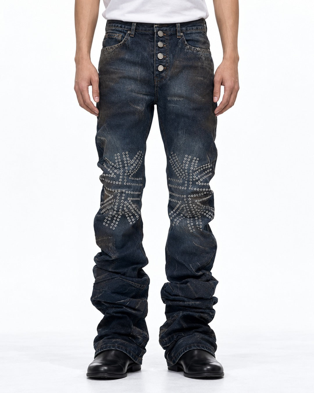Union Jack Studded Flared Jeans