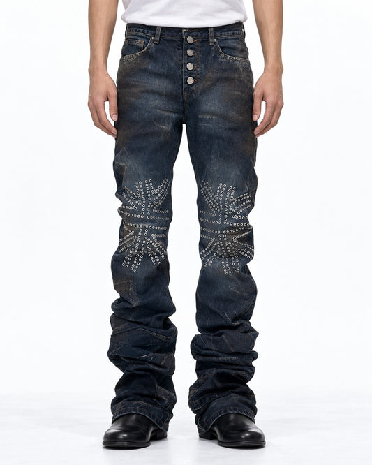 Union Jack Studded Flared Jeans
