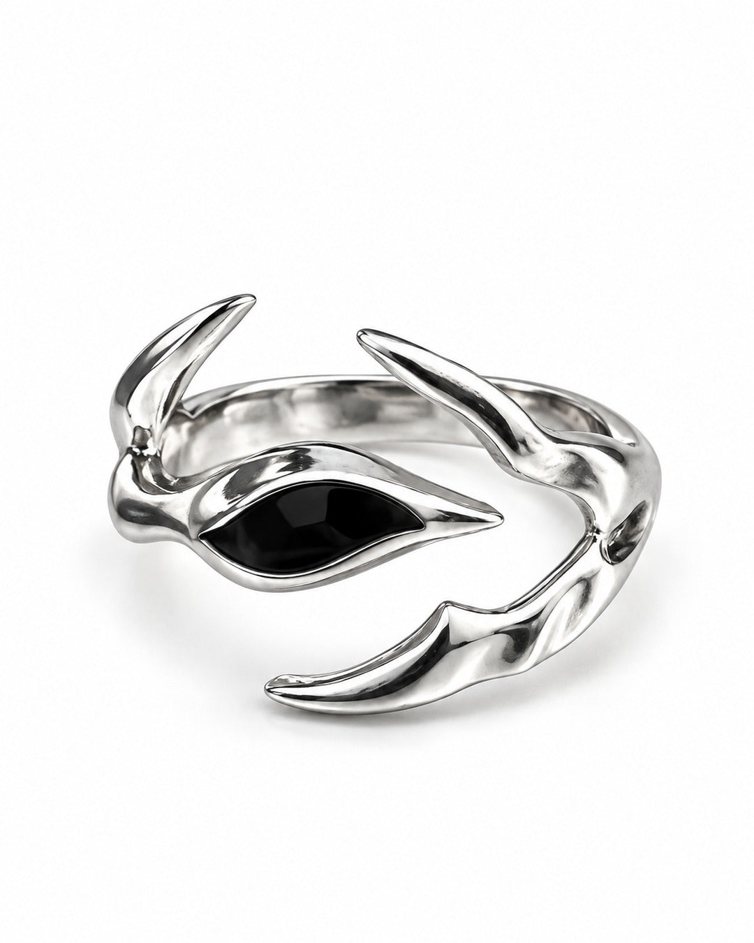 Clawed Black Stone Open Ring