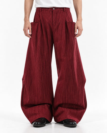 Textured Barrel Wide-Leg Pants