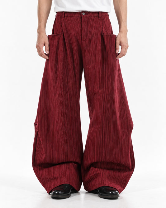 Textured Barrel Wide-Leg Pants