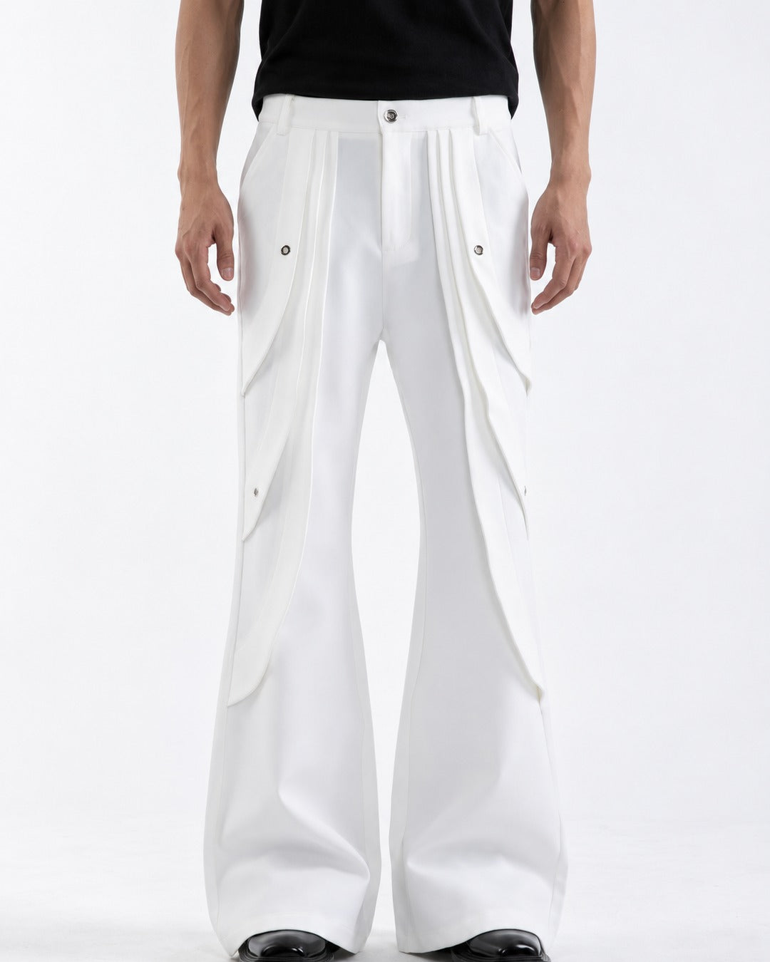Layered Drape Panel Flared Pants