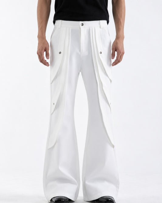 Layered Drape Panel Flared Pants