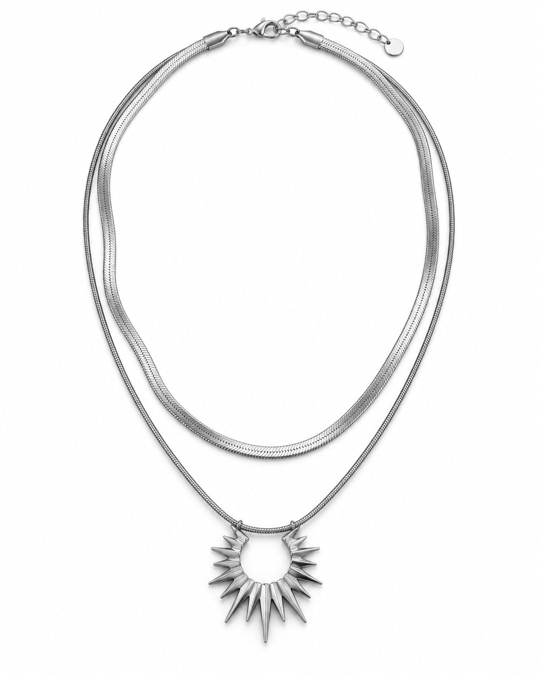 Sunburst Spike Pendant Layered Necklace