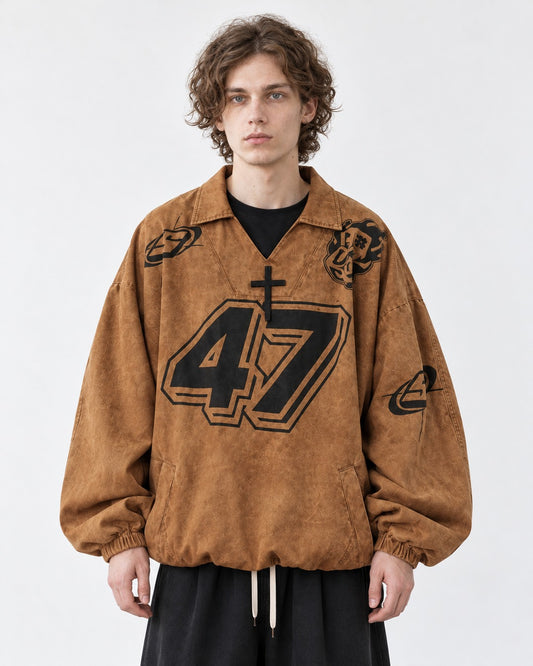Washed Racing Pullover with 47 Number
