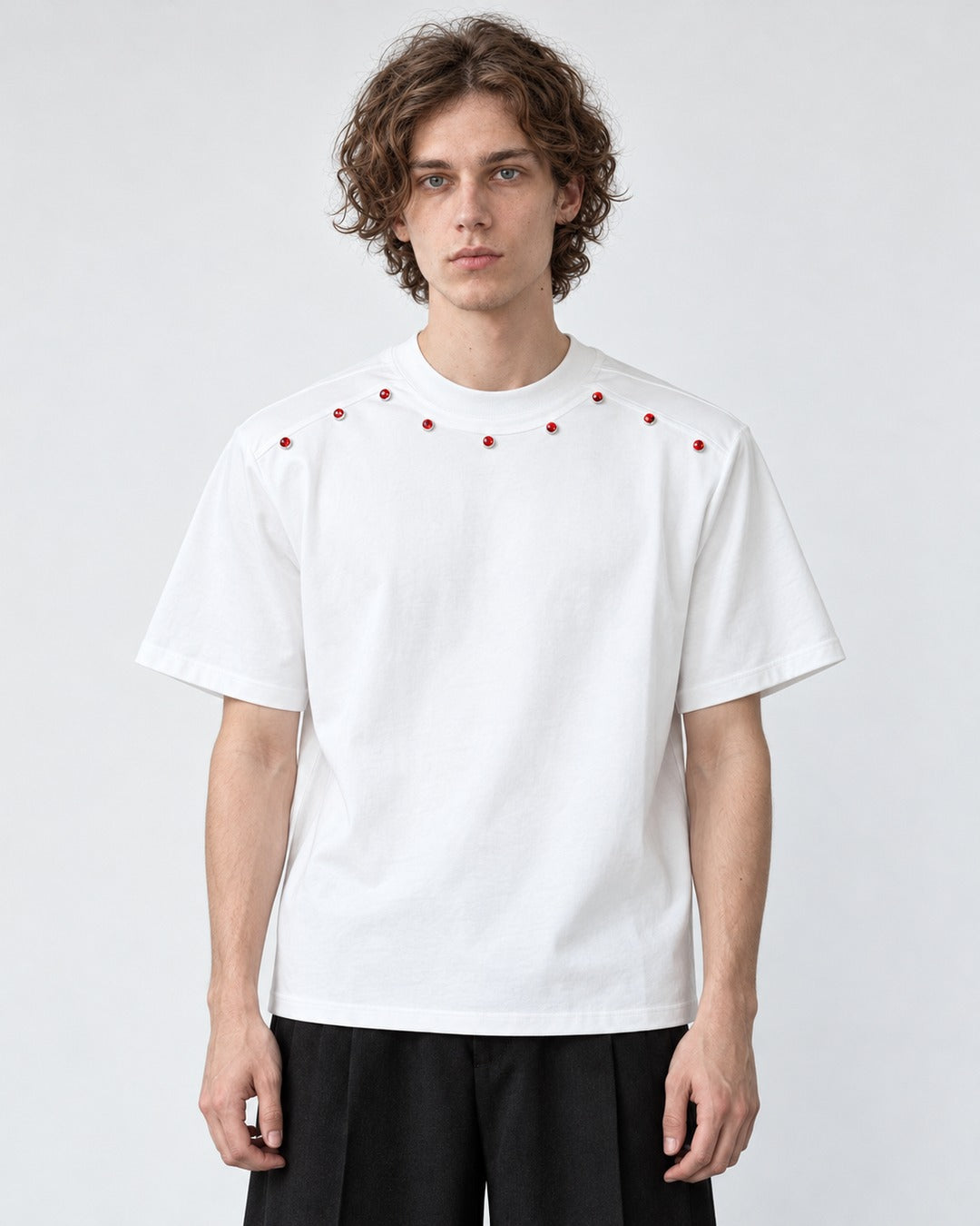Red Gem Neckline T-Shirt