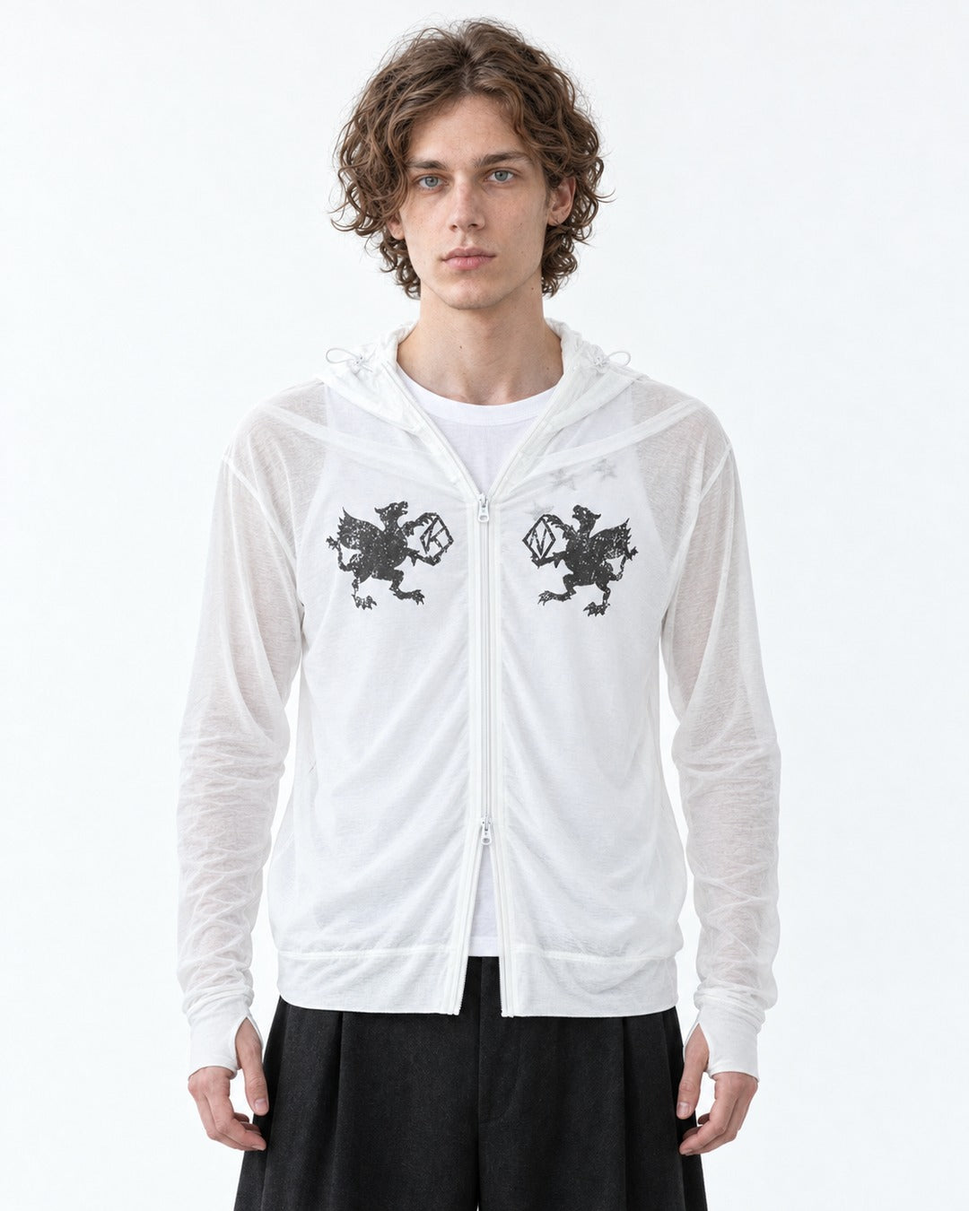 Gargoyle Print Zip Hooded Jacket