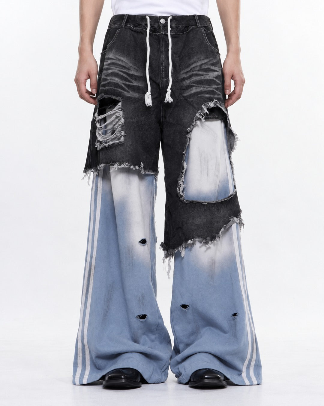 Faux Two-Piece Patchwork Pants