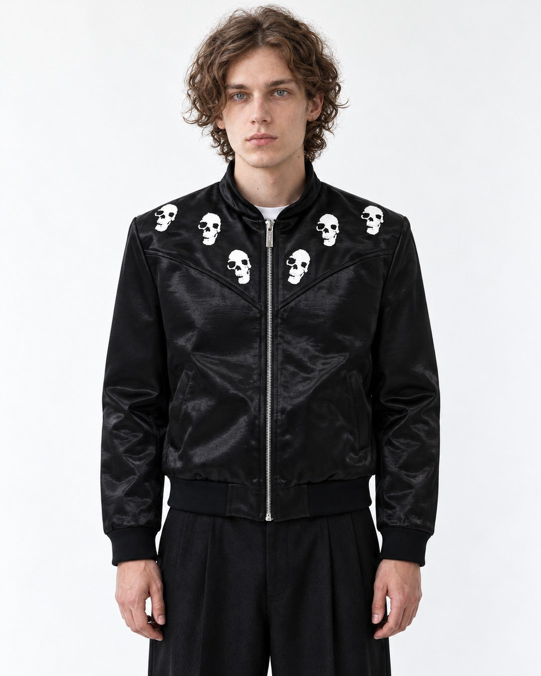 Skull Embroidered Short Jacket