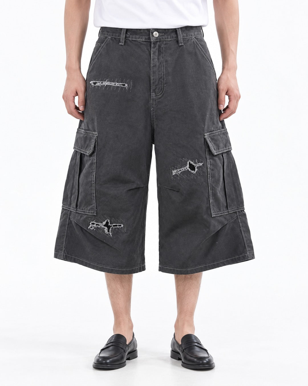 Stitched Patch Cargo Shorts