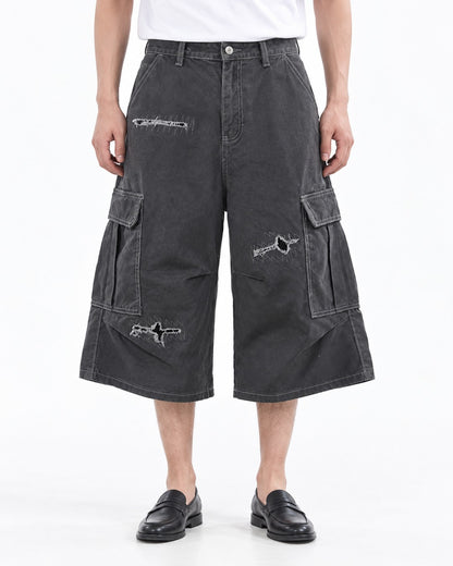 Stitched Patch Cargo Shorts
