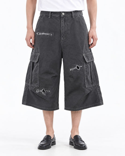 Stitched Patch Cargo Shorts