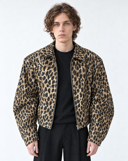 Leopard Print Shoulder-Pad Jacket