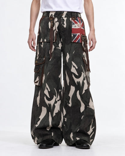 Retro Camouflage Denim Pants