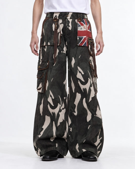 Retro Camouflage Denim Pants