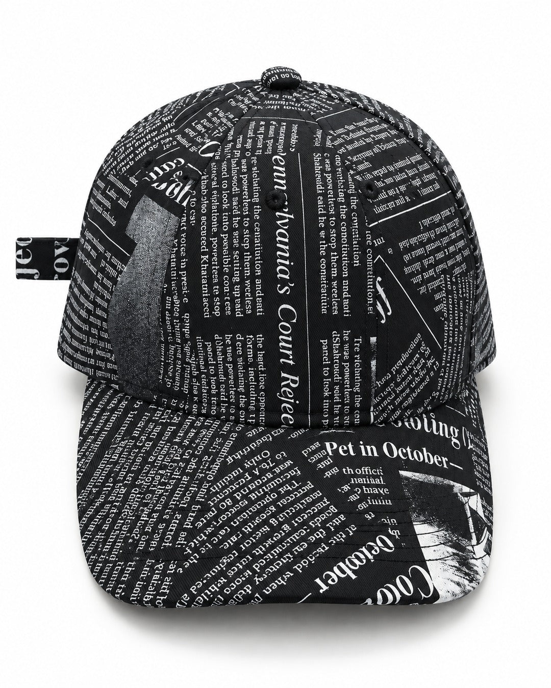 Newspaper Print Baseball Cap