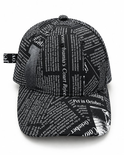 Newspaper Print Baseball Cap