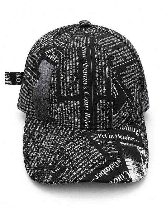 Newspaper Print Baseball Cap