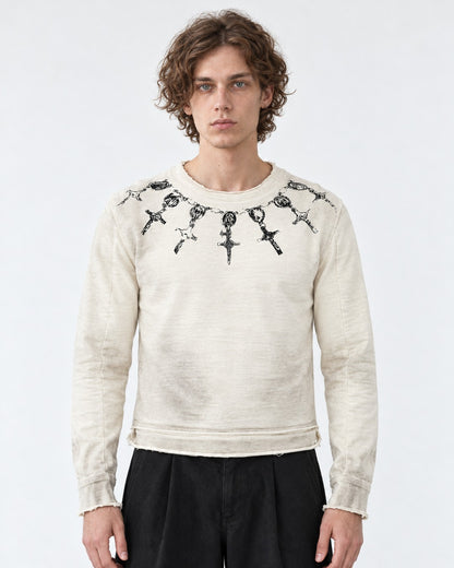 Dagger Cross Print Sweatshirt