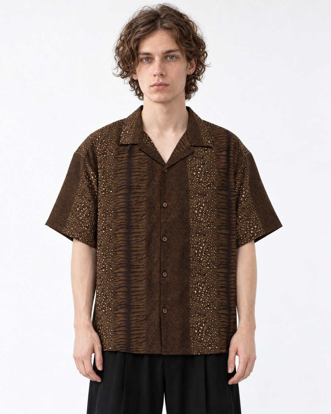 Leopard Cuban Collar Shirt