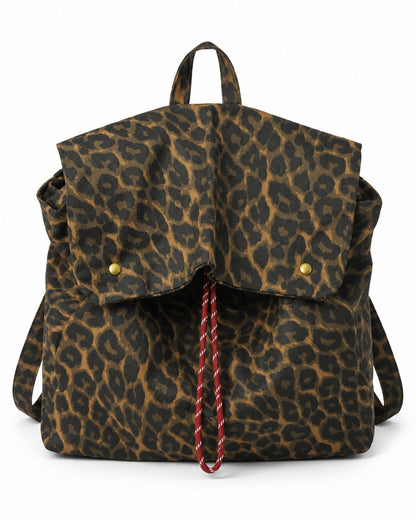Leopard Print Flap Backpack
