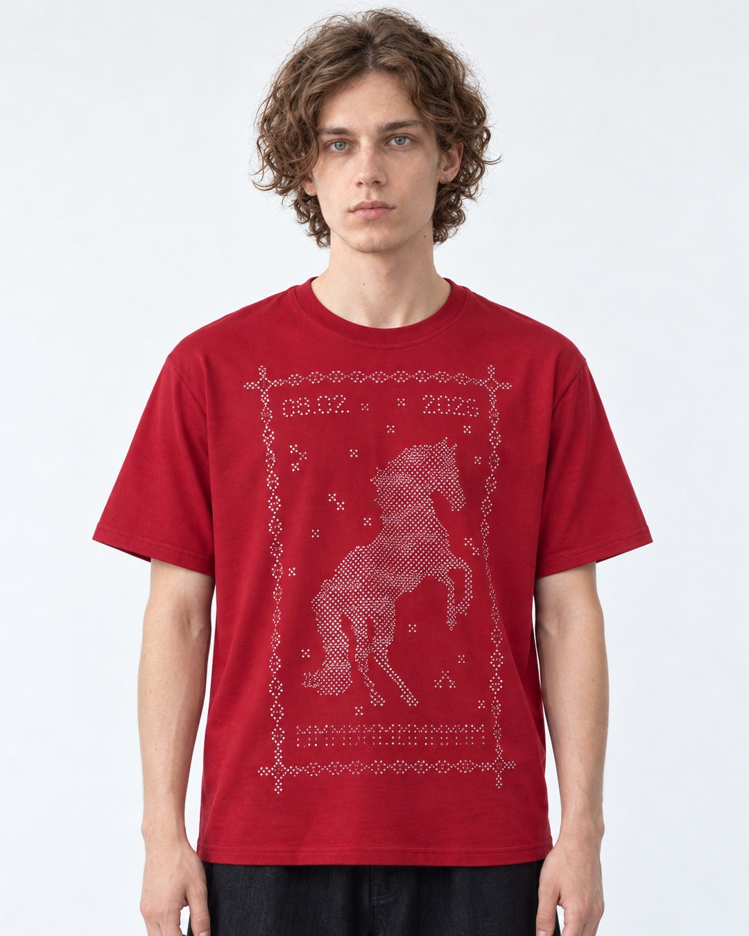 Dotted Horse Graphic Crew Neck T-Shirt