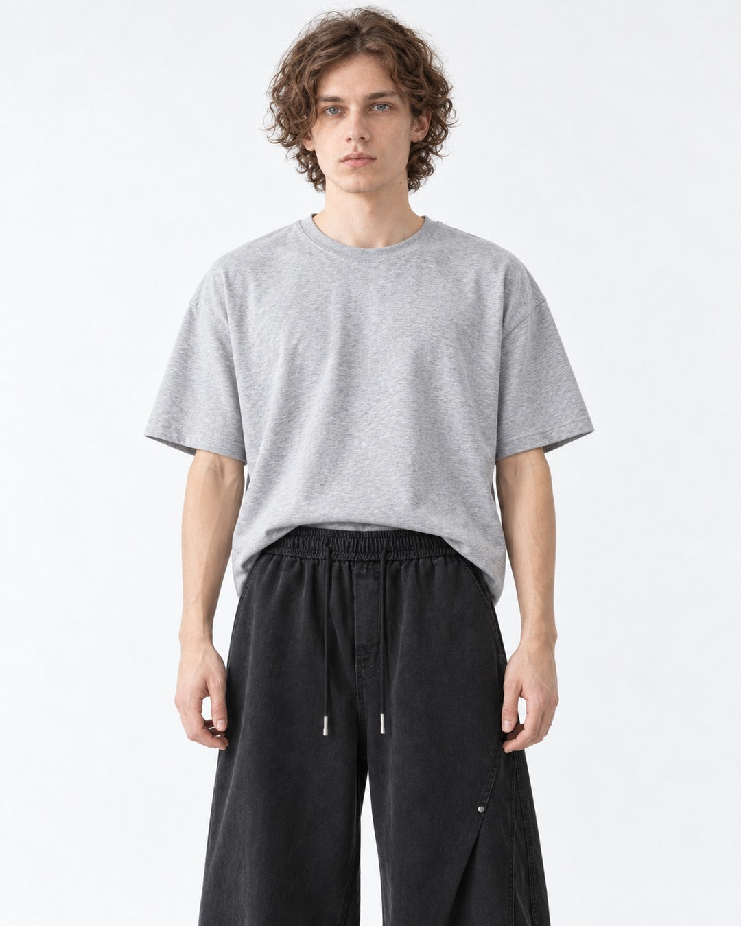 Riveted Diagonal-Seam Wide-Leg Pants