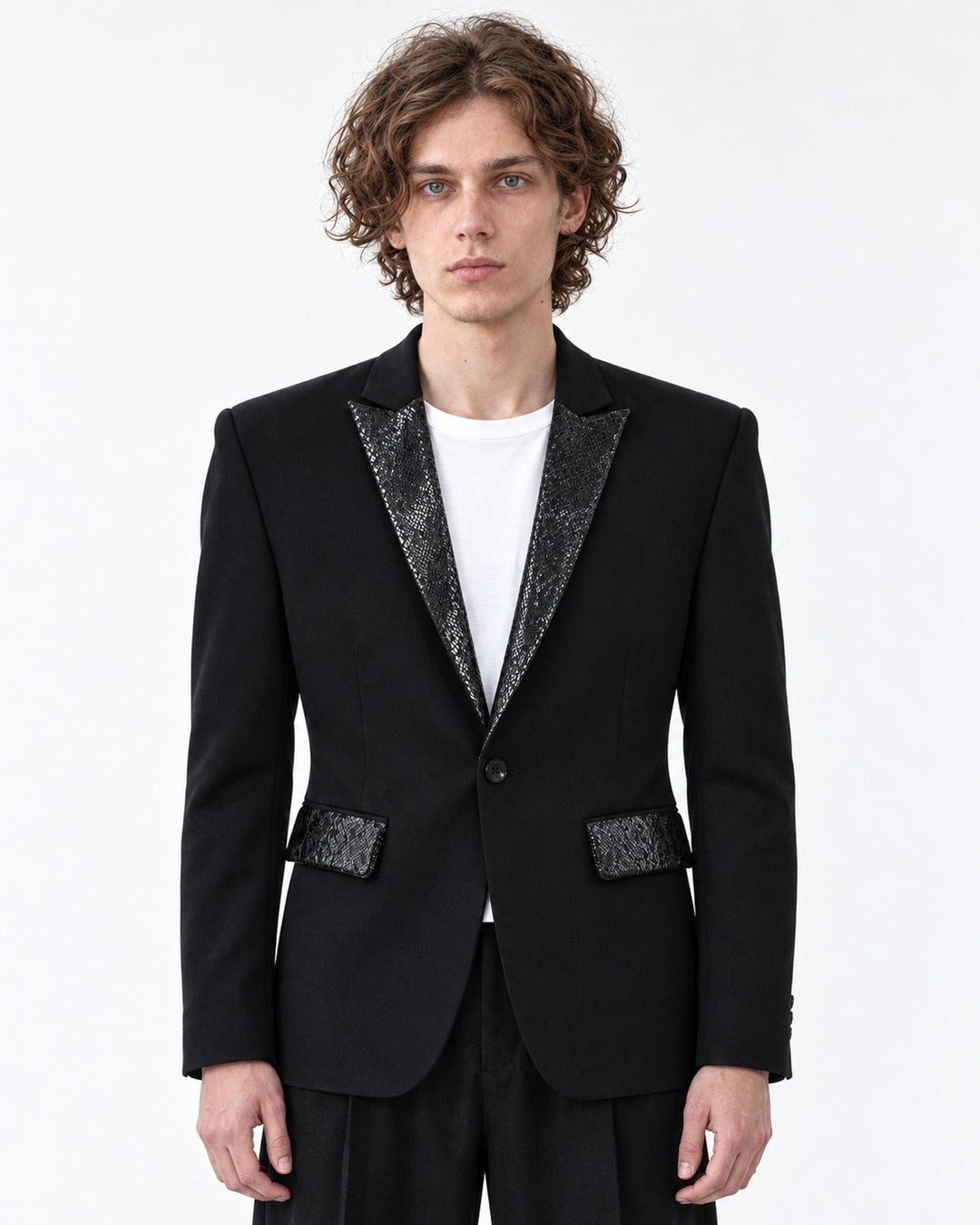Snake Print Patchwork Suit Jacket