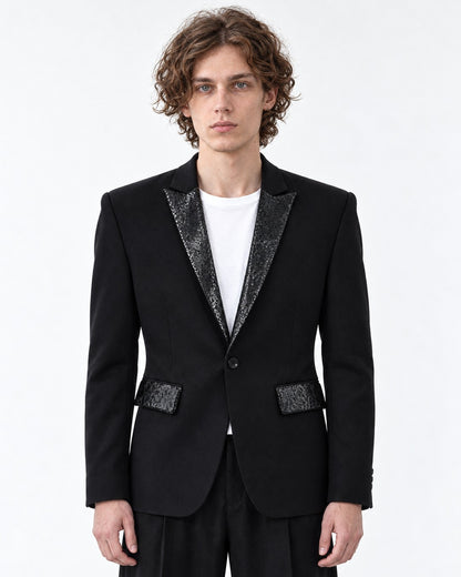 Snake Print Patchwork Suit Jacket