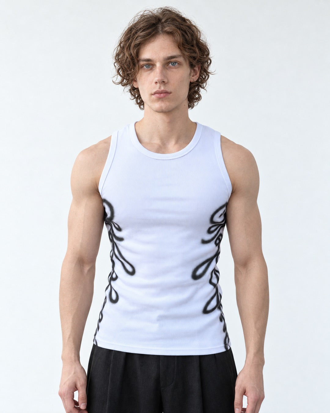 Ribbed Tank with Script Print