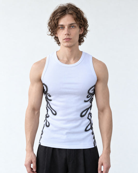Ribbed Tank with Script Print