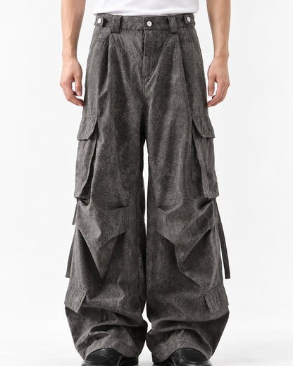 Layered Flap-Pocket Wide-Leg Cargo Pants