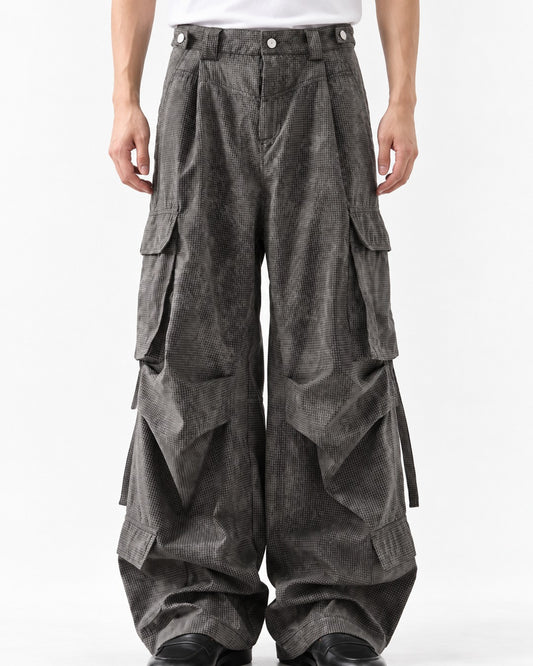 Layered Flap-Pocket Wide-Leg Cargo Pants