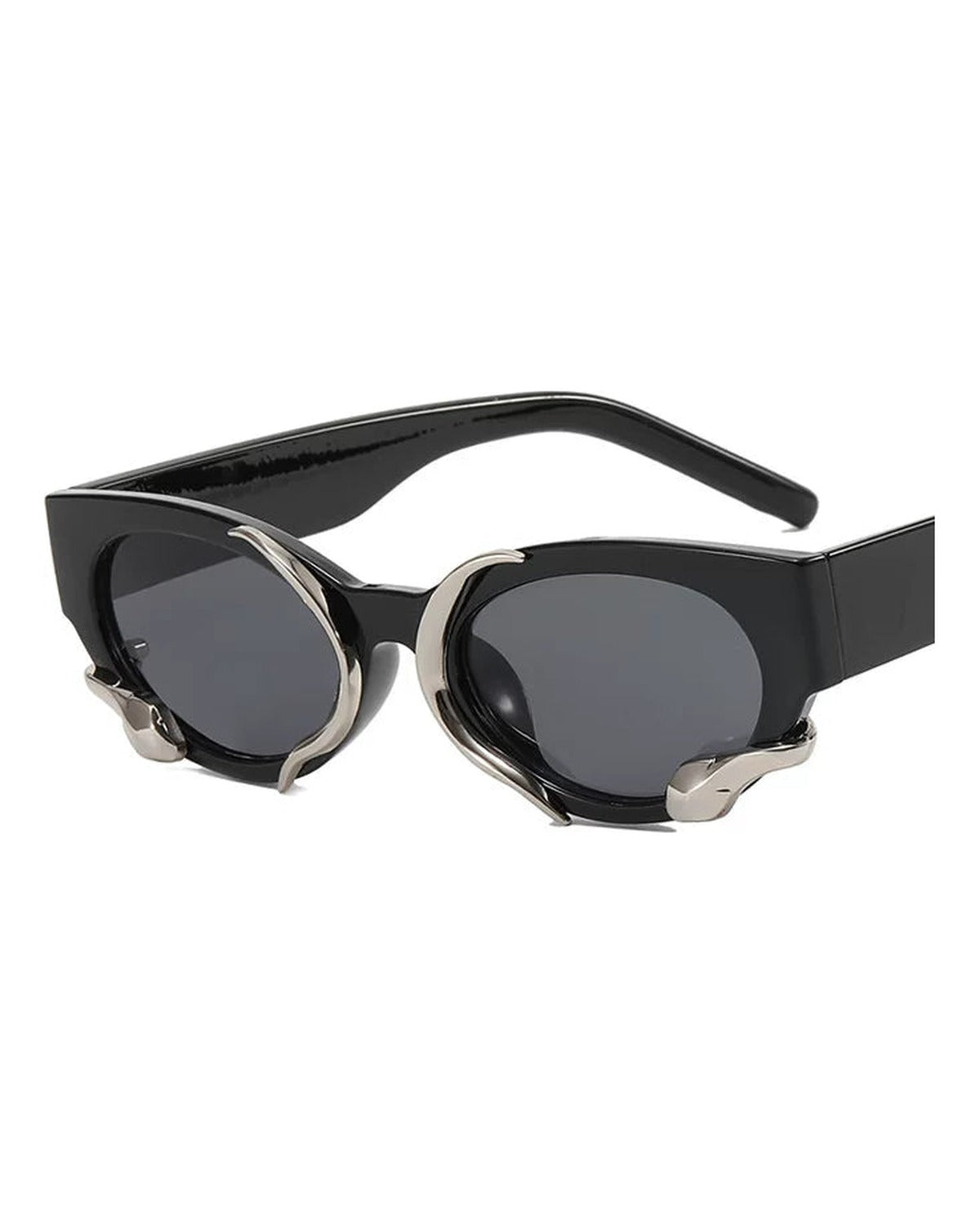 Silver Snake Oval Sunglasses