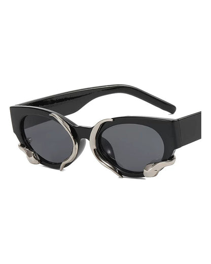 Silver Snake Oval Sunglasses