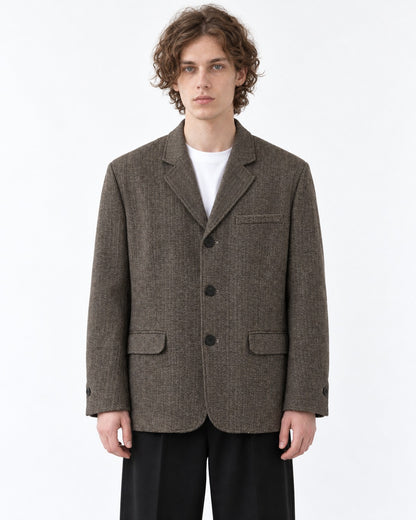 Herringbone Three-Button Blazer