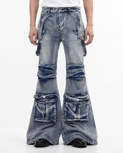 Punk Flared Denim Pants