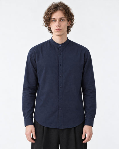 Band Collar Linen Cotton Shirt