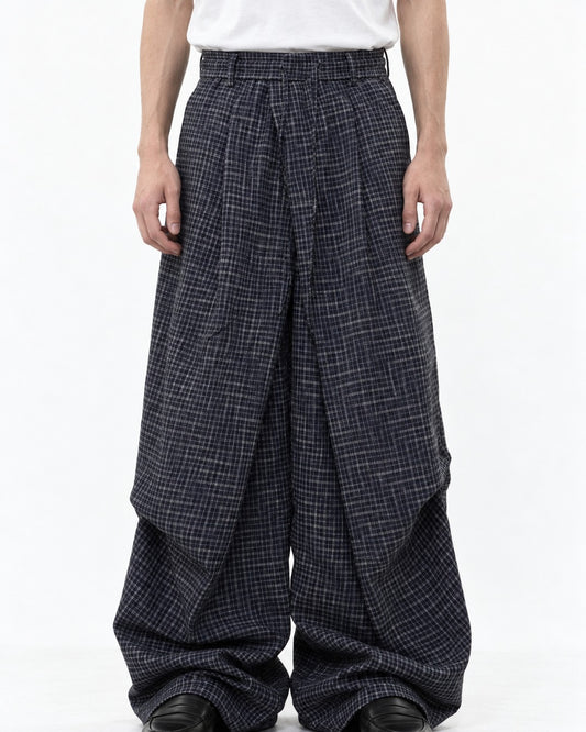 Plaid Wide-Leg Pants