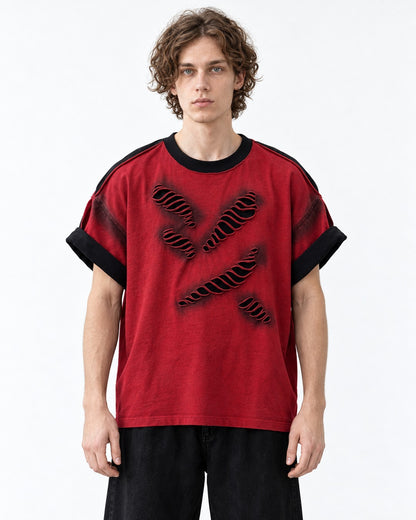 Slashed Colorblock Oversized Tee