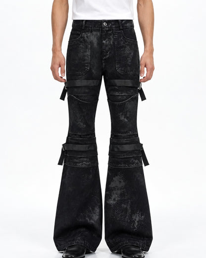 Strap Detail Flared Jeans