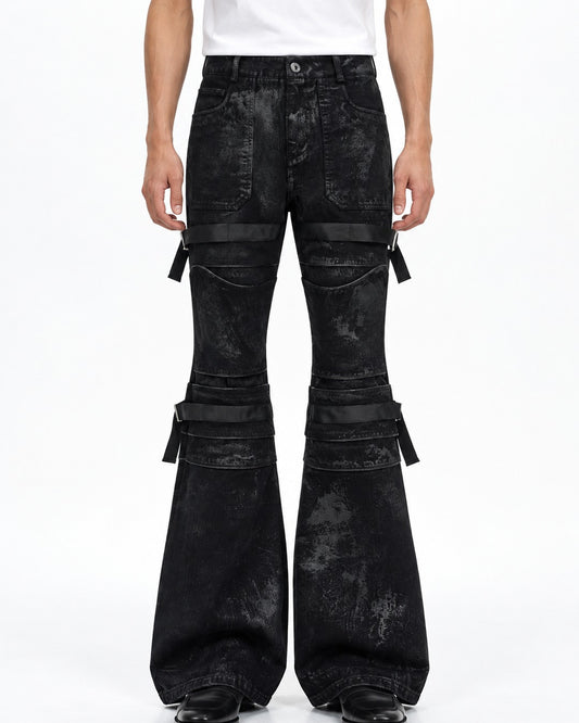 Strap Detail Flared Jeans
