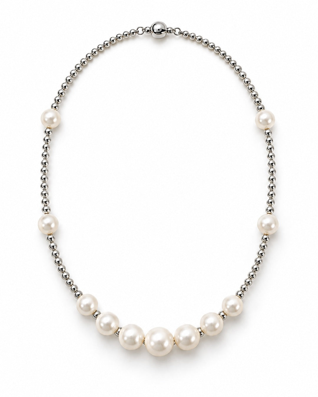 Shell Pearl Ball-Chain Necklace