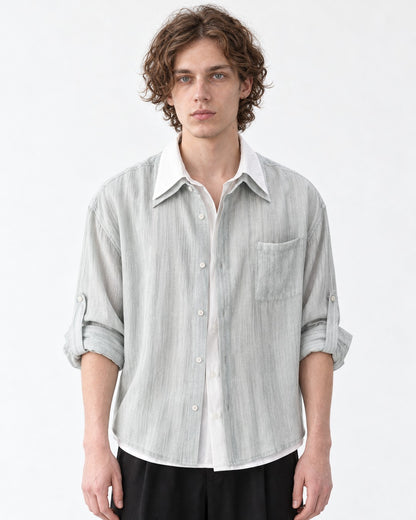 Streaked Dye Layered Collar Shirt