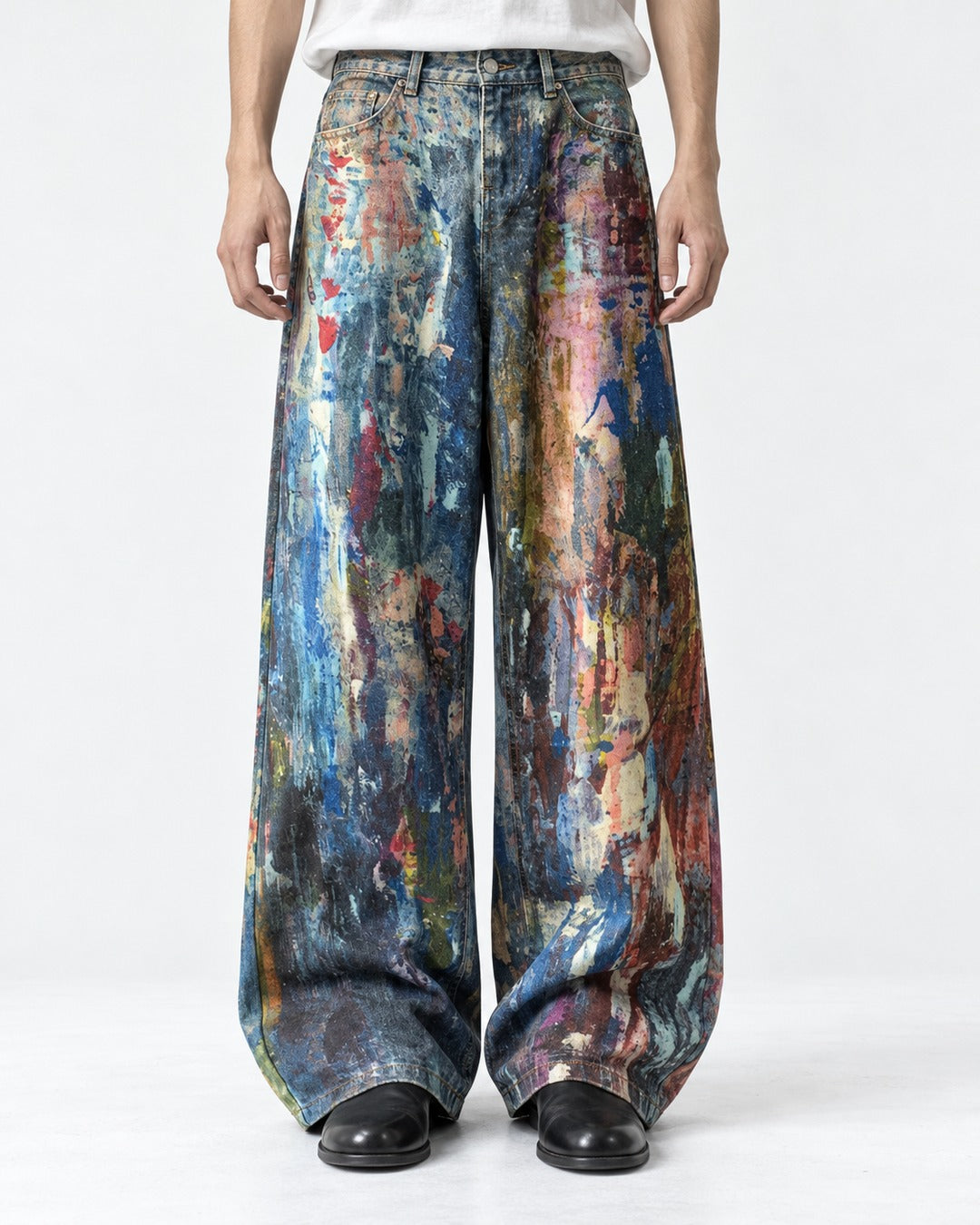 Painted Splatter Wide-Leg Jeans