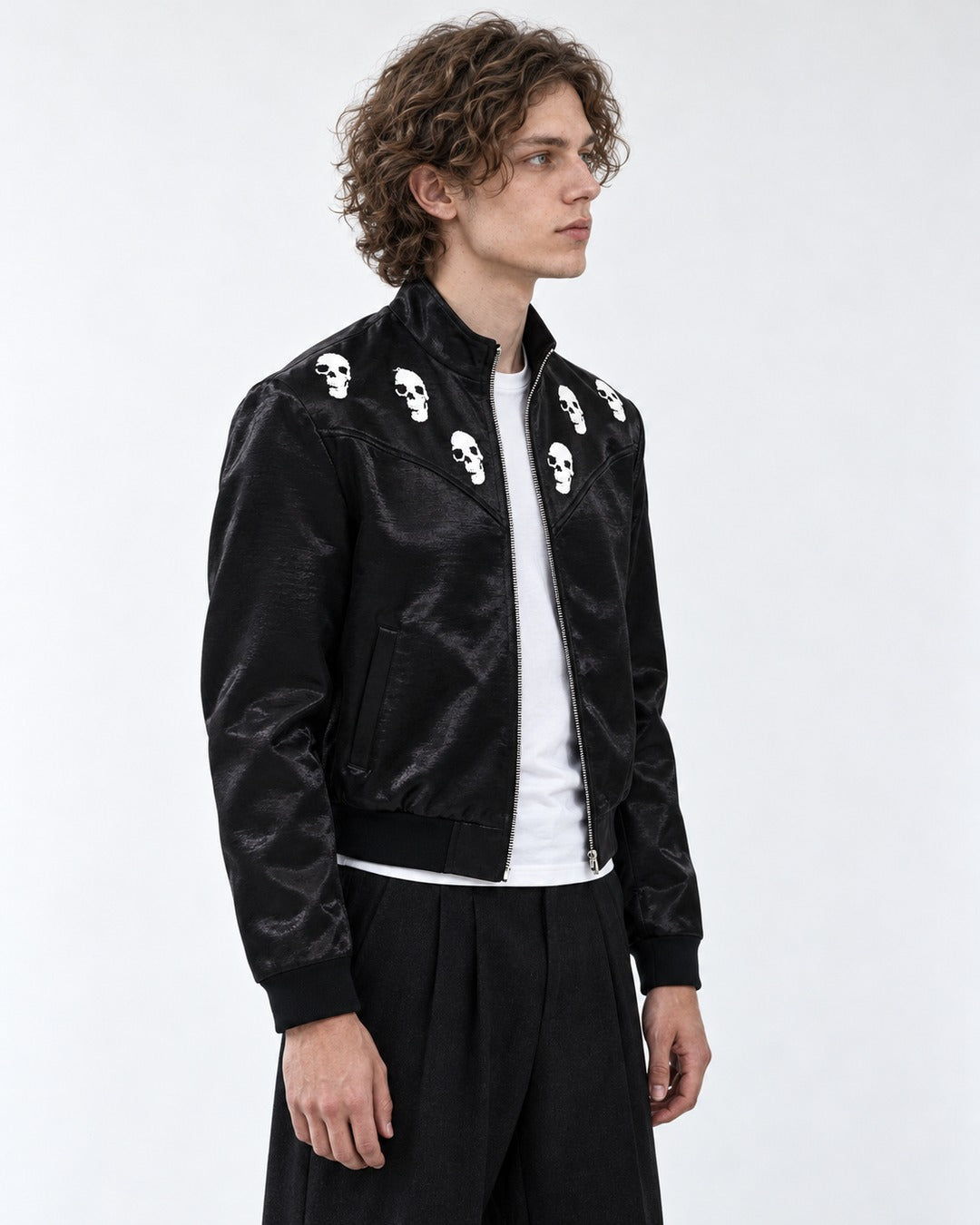 Skull Embroidered Short Jacket