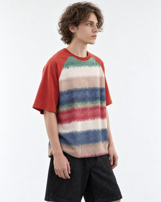 Retro Gradient Stripe Raglan Top