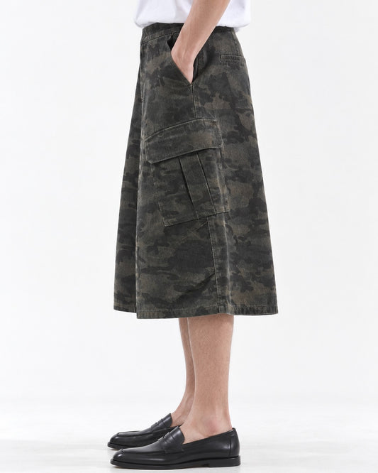 Camouflage Cargo Wide Shorts