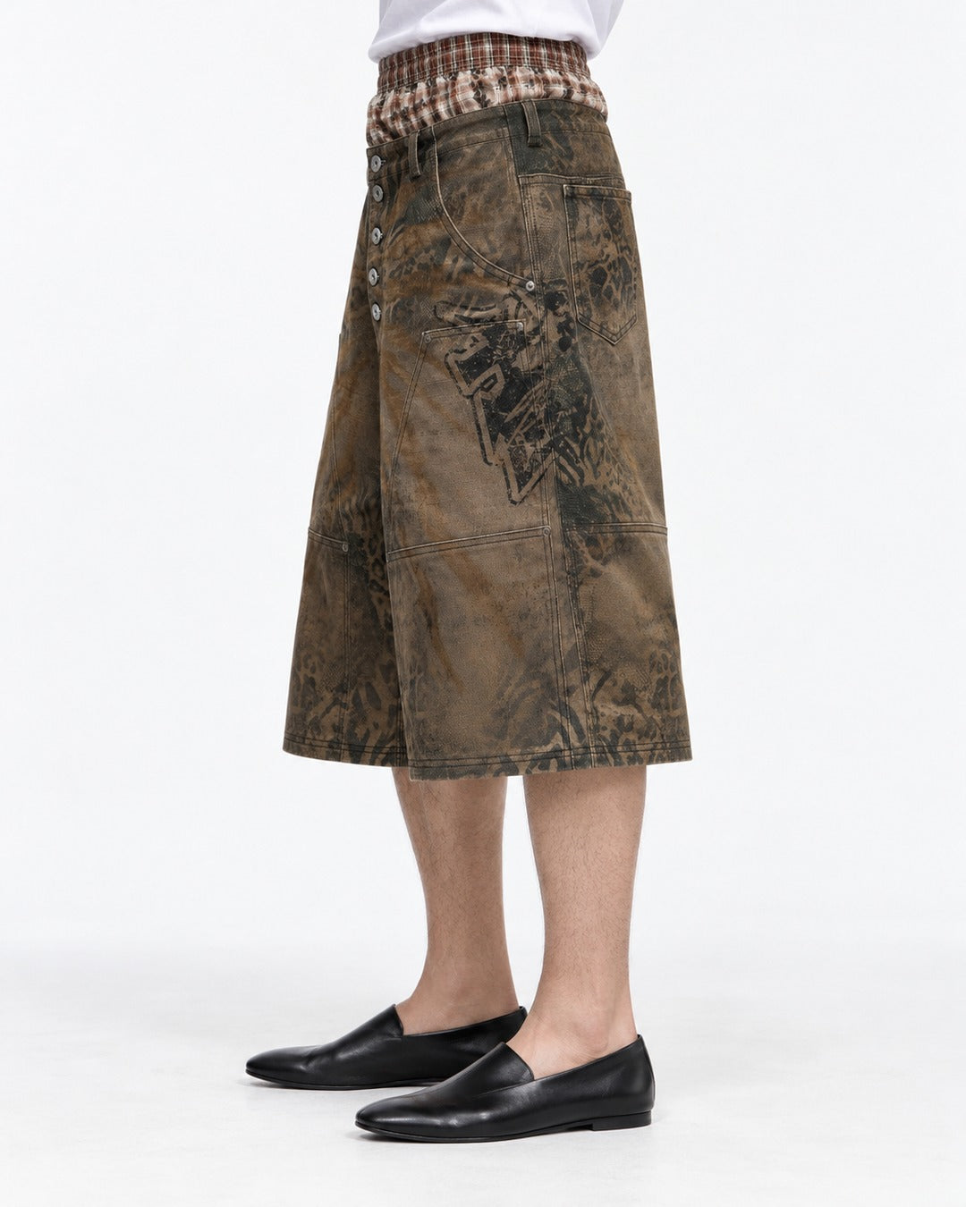 Faded Leopard Print Wide Shorts
