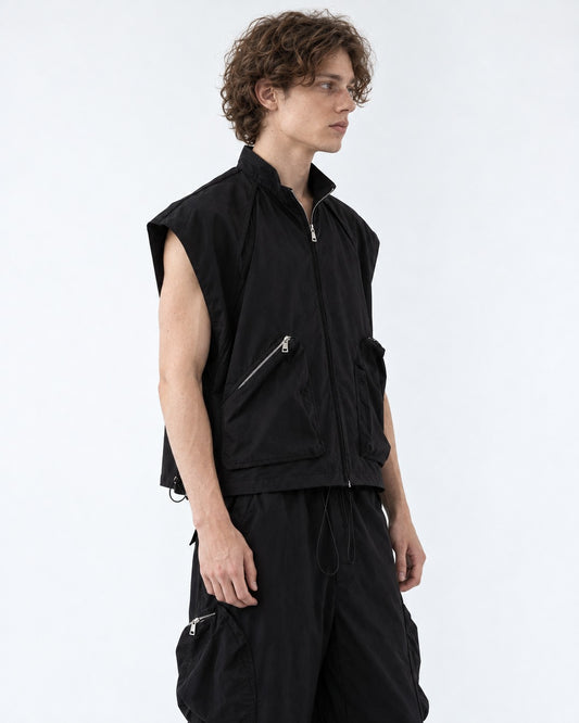 Sleeveless Zip Vest and Cargo Pants Set-Up